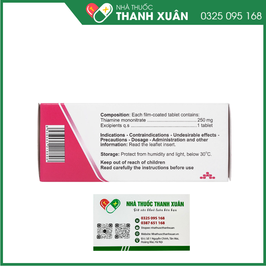 Agivitamin B1 250mg trị thiếu thiamin